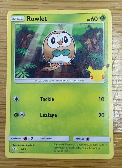 Trading Cards POKEMON CARDS Rowlet 7 25 McDonalds 25th 